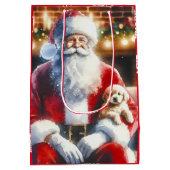 ヴィンテージサンタと子犬のクリスマス ミディアムペーパーバッグ (裏面)