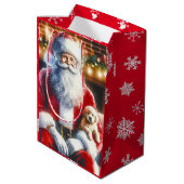 ヴィンテージサンタと子犬のクリスマス ミディアムペーパーバッグ (裏面アングル)