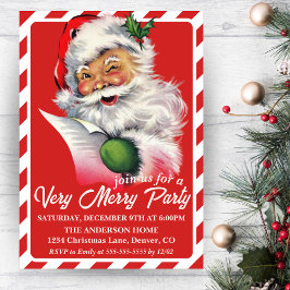 ヴィンテージサンタと彼のリストカスタムクリスマスパーティー 招待状