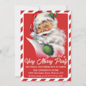 ヴィンテージサンタと彼のリストカスタムクリスマスパーティー 招待状 (正面)