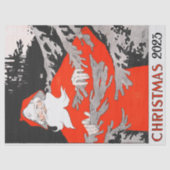 ヴィンテージサンタと松の木クリスマス 薄葉紙 (正面)