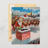 ヴィンテージサンタと煙突 シーズンポストカード (正面/裏面)