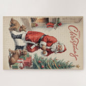 ヴィンテージサンタと犬メリークリスマス ジグソーパズル (横)