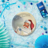 ヴィンテージサンタと現在のクリスマスパーティー ペーパープレート (パーティー)