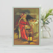 ヴィンテージサンタと眠る子供のクリスマス カード (スタンド正面)