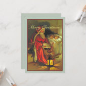 ヴィンテージサンタと眠る子供のクリスマス カード (正面/裏面インサイチュ)