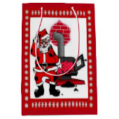 ヴィンテージサンタと石炭コンロ用バーナーmed抱き枕 ミディアムペーパーバッグ (正面)