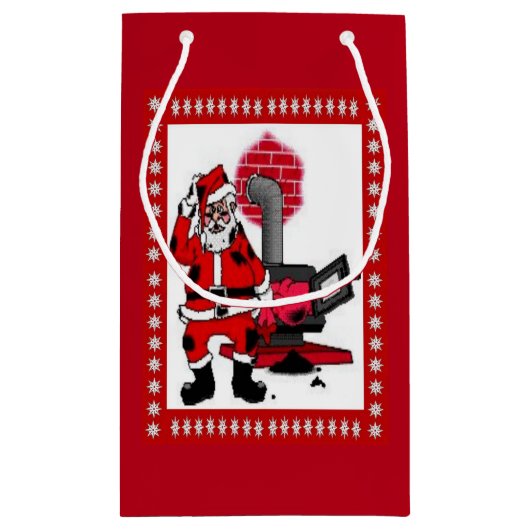 ヴィンテージサンタと石炭コンロSm抱き枕 スモールペーパーバッグ (裏面)