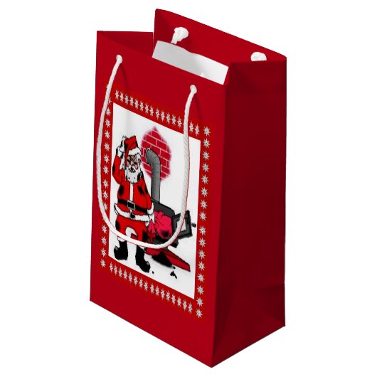 ヴィンテージサンタと石炭コンロSm抱き枕 スモールペーパーバッグ (裏面アングル)
