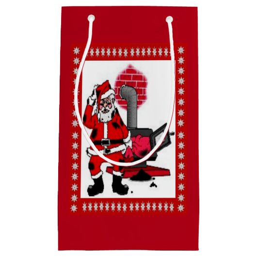 ヴィンテージサンタと石炭コンロSm抱き枕 スモールペーパーバッグ (正面)