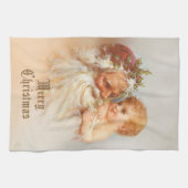 ヴィンテージサンタと笑顔の子 キッチンタオル (横)