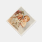 ヴィンテージサンタと笑顔の子 スタンダードカクテルナプキン (角)