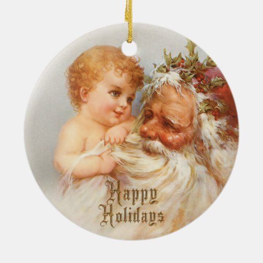 ヴィンテージサンタと笑顔の子 セラミックオーナメント (裏面)