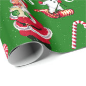 ヴィンテージサンタと雪だるまの雪のラッピングペーパー ラッピングペーパー (ロールコーナー)