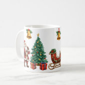 ヴィンテージサンタと雪だるま、フェスティバルクリスマス コーヒーマグカップ (正面左)