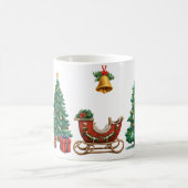 ヴィンテージサンタと雪だるま、フェスティバルクリスマス コーヒーマグカップ (中央)