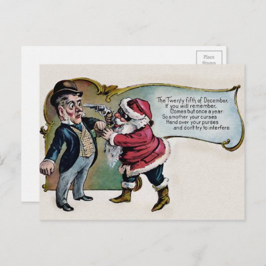 ヴィンテージサンタに銃のクリスマスポストカード ポストカード (正面/裏面)