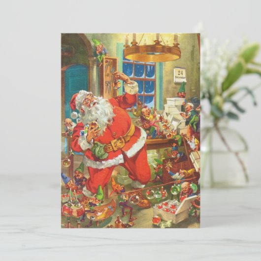 ヴィンテージサンタのおもちゃファクトリークリスマス シーズンカード (スタンド正面)