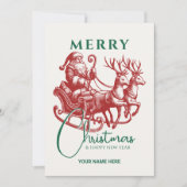 ヴィンテージサンタのそりとトナカイ シーズンカード (正面)
