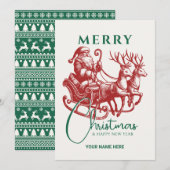 ヴィンテージサンタのそりとトナカイ シーズンカード (正面/裏面)