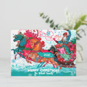 ヴィンテージサンタのカスタムスレッド メリークリスマス シーズンカード (スタンド正面)