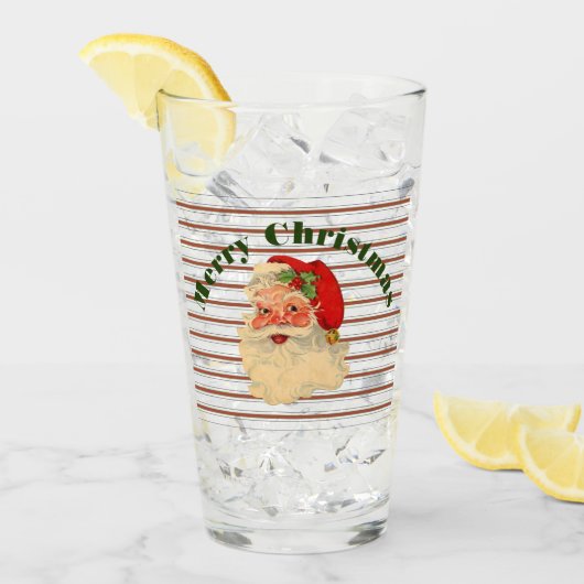 ヴィンテージサンタのキャンディーストライプ タンブラーグラス (アイス正面)