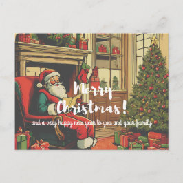 ヴィンテージサンタのクリスマスグリーティング シーズンポストカード