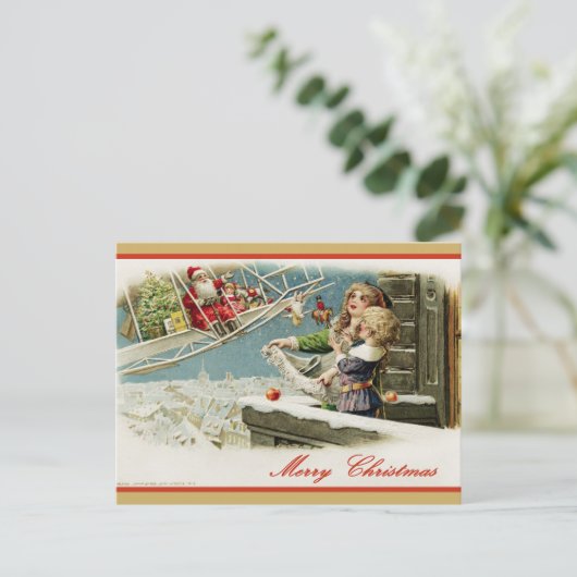 ヴィンテージサンタのクリスマスハガキクラシックー:祝日 シーズンポストカード (スタンド正面)