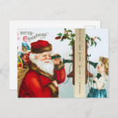 ヴィンテージサンタのクリスマスハガキクラシックー：祝日 シーズンポストカード (正面/裏面)