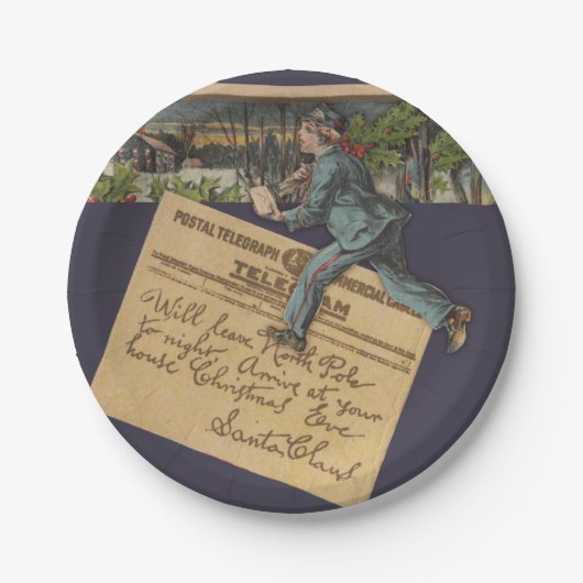 ヴィンテージサンタのクリスマスレター ペーパープレート (正面)