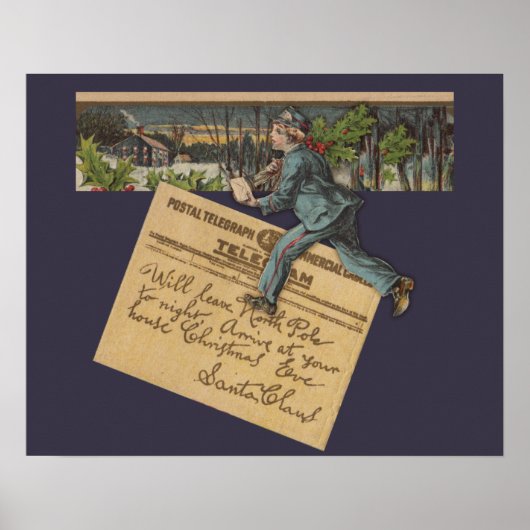ヴィンテージサンタのクリスマスレター ポスター (正面)