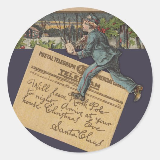 ヴィンテージサンタのクリスマスレター ラウンドシール (正面)