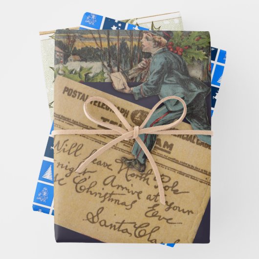 ヴィンテージサンタのクリスマスレター ラッピングペーパーシート (インサイチュ)