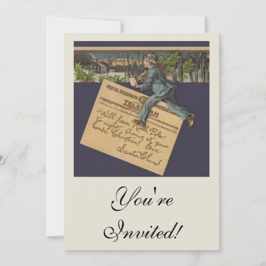ヴィンテージサンタのクリスマスレター 招待状 (正面)