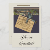 ヴィンテージサンタのクリスマスレター 招待状 (正面/裏面)