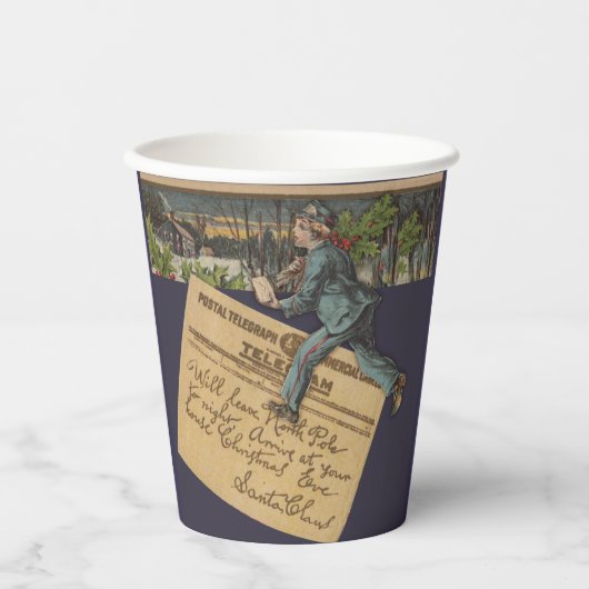 ヴィンテージサンタのクリスマスレター 紙コップ (正面)