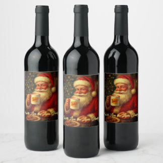 ヴィンテージサンタのクリスマスワインボトルラベル ワインラベル