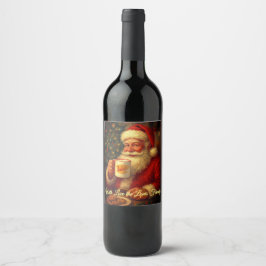 ヴィンテージサンタのクリスマスワインボトルラベル ワインラベル