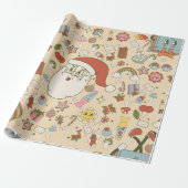 ヴィンテージサンタのヒッピーの溝深いクリスマス ラッピングペーパー (アンロールド)