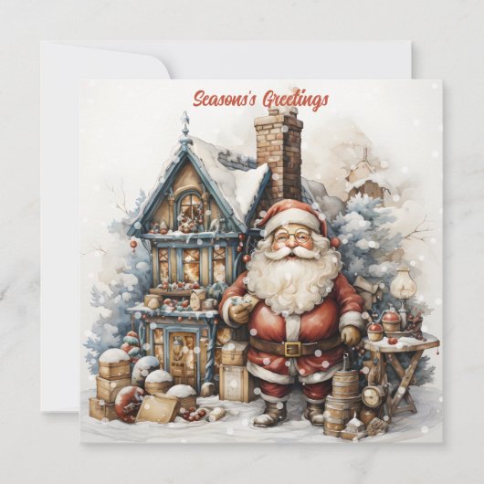 ヴィンテージサンタのホリデーカード シーズンカード (正面)