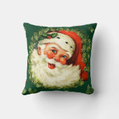 ヴィンテージサンタのマツリース、ヒイラギのクリスマス クッション (裏面)