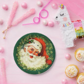 ヴィンテージサンタのマツリース、ヒイラギのクリスマス ペーパープレート (パーティー)