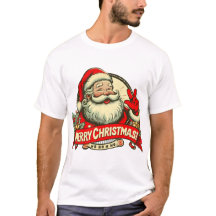 ヴィンテージサンタのメリークリスマスTシャツ