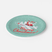 ヴィンテージサンタの平らなメリークリスマス ペーパープレート (アングル)