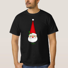 ヴィンテージサンタの赤いコーン帽子 クリスマスの黒Tシャツ Tシャツ