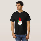 ヴィンテージサンタの赤いコーン帽子 クリスマスの黒Tシャツ Tシャツ (正面フル)