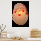 ヴィンテージサンタの頭が照らされた ポスター (キッチン)