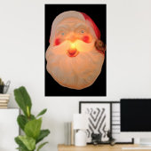 ヴィンテージサンタの頭が照らされた ポスター (ホームオフィス)