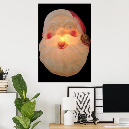 ヴィンテージサンタの頭が照らされた ポスター (ホームオフィス)