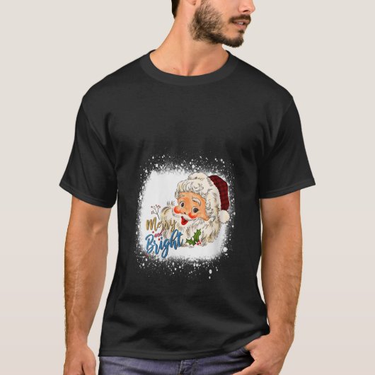 ヴィンテージサンタの顔 メリー&ブライト B Tシャツ (正面)